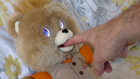 And if you’re worried about Teddy’s moving mouth injuring a kid’s finger, don’t be. The compliant mechanism it uses stops moving when it hits an obstacle with little to no force, and I let it gnaw on my finger for a few minutes with no discomfort, and no regrets.